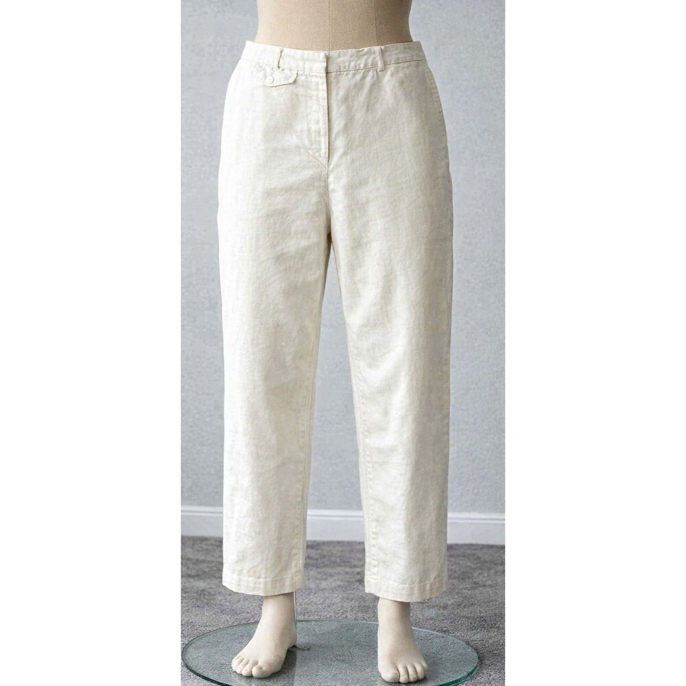 Emma James Womens Wide Leg Off-White Linen Dress Pants Plus Size 16W Office